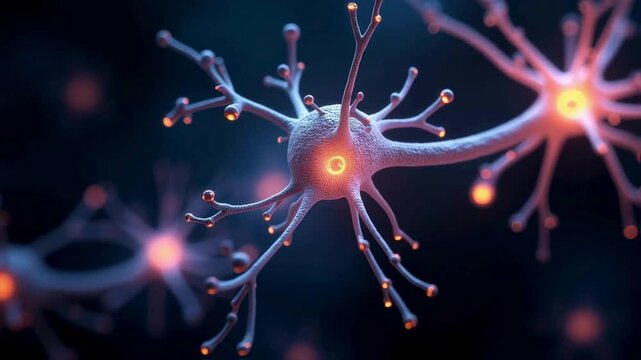 Microscopic View of Interconnected Neurons, Neural Network, Brain Cells, Synapses, Nerve Cells,