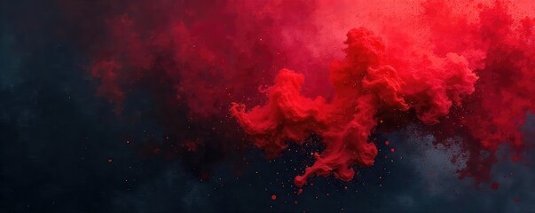 Intense abstract watercolour painting, rich crimson and scarlet hues bleeding into dark background Perfect for horror, gothic, or dramatic themes , vintage, dark art, bloody art