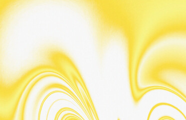 Abstract swirling yellow patterns and noise texture flowing on white background with empty space for artistic, dynamic, fluid, movement design 