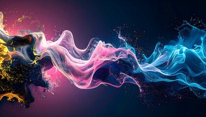 Abstract Colorful Fluid Waves, Swirls - Fluid art