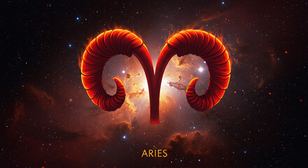 aries logo with galaxy background