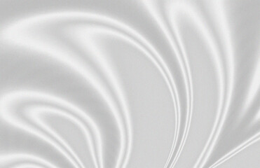 Swirling glowing white waves flowing on gray background with noise texture, creating serene monochrome abstract pattern for design and illustration
