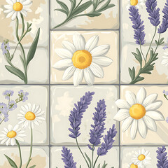 Seamless tile patterns combining cultural, modern, and botanical inspirations for commercial vector.