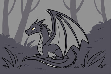 Silent Sentinel: Black Dragon in Stillness