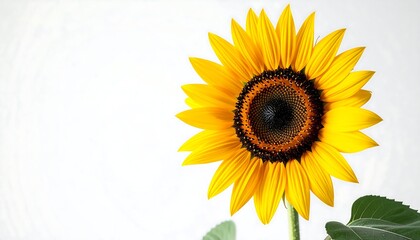 Obraz premium Vibrant Single Sunflower on White - Minimalist Photography: Clean b.