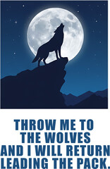 Silhouette of a lone wolf howling at the moon isolated on transparent background