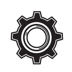 Black gear cogwheel illustration a simple vintage art silhouette for design and engineering projects