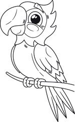 Black-and-white macaw parrot vector illustration