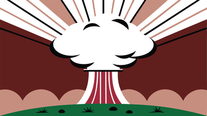 Retro Style Atomic Bomb Explosion Illustration Vector EPS Graphic Design