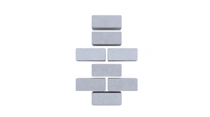 Stack of gray rectangular blocks is arranged vertically, creating balanced and symmetrical structure. blocks are evenly spaced, showcasing minimalist and geometric design