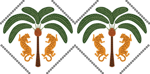  Tropical palm tree and leopard design © Oll
