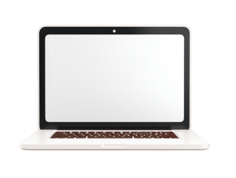 Sleek, modern laptop with blank screen, perfect for design or technology presentations. device features minimalist design with silver body and black keyboard, ideal for business or personal use