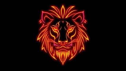 Fototapeta premium Minimalist Neon Lion Head