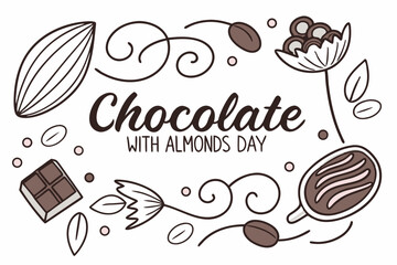 NATIONAL CHOCOLATE WITH ALMONDS DAY vector illustration
