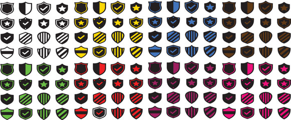 Security Shield Icon Mega Pack — Colorful and Monochrome Vector Badge Set