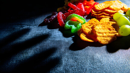 Unhealthy sugary snacks on display, a stark reminder of modern dietary temptations
