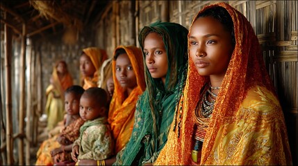 Young African Women with Portrait, Village, and Culture.