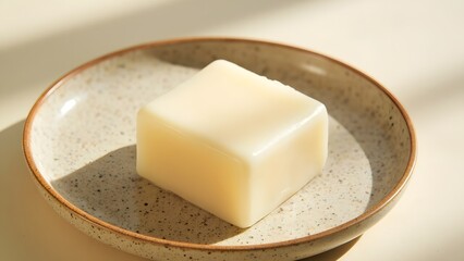 Soap bar on a ceramic plate