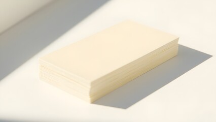 Stack of cream-colored paper in sunlight