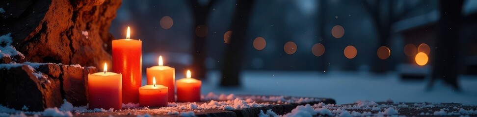 Candlelit Roman toga scene; winter solstice celebration, mythology, winter