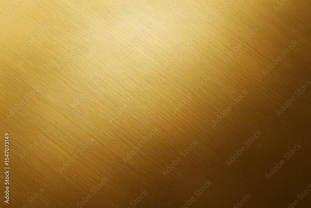 Poster Brushed gold metal texture with soft light gradient and fine diagonal lines on surface as elegant luxury background for creative graphic design use.