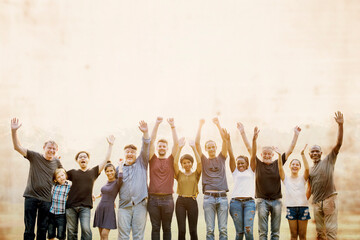 Obraz premium Happy diverse group of people remix