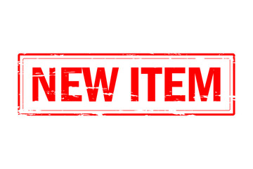 NEW ITEM - NEW ITEM text written on Red Rubber Stamp 
