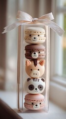 Animal Themed Macarons in a Decorative Gift Box