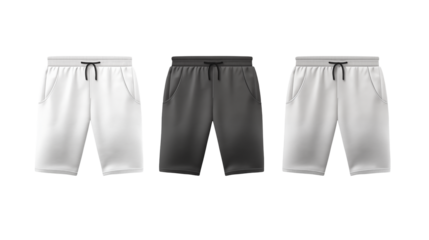 Stylish Sweatshorts Mockup in White Gray Black for Apparel Design Isolated on transparent background