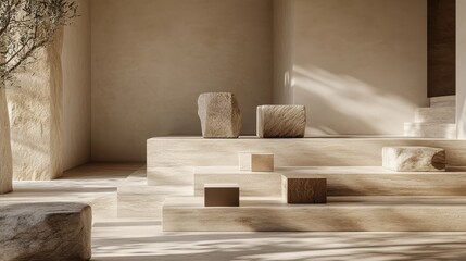 Natural light streams into a minimalist interior design.