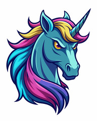 Obraz premium angry unicon realistic design and bold line black , white background ,full color