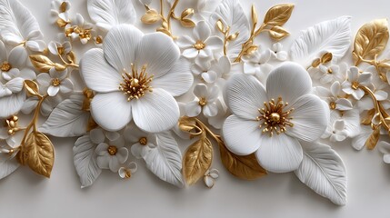 Elegant White and Gold Floral Arrangement Decorative Art
