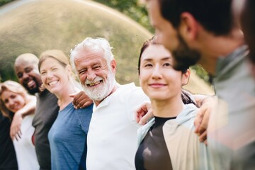 Happy diverse people together in the park
