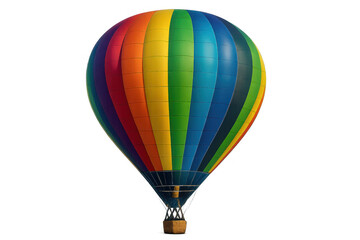Naklejka premium Vibrant hot air balloon soaring against a transparent background, perfect for travel and adventure designs
