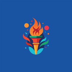 A stylized illustration of a torch with an upward-reaching flame