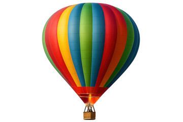 Fototapeta premium Hot air balloon floating skyward, transparent backdrop highlighting colorful aerial transportation concept