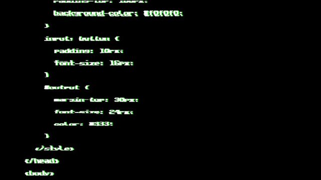 animation A simple source code text with glitch distortion effect. Useful as texture overlay or inside a computer monitor. Base flat scrolling