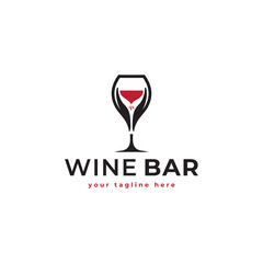 Wine logo. Logo for liquor store, restaurant or bar. Wine glass and bottle logo Vector illustration of the symbol.