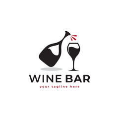 Wine logo. Logo for liquor store, restaurant or bar. Wine glass and bottle logo Vector illustration of the symbol.