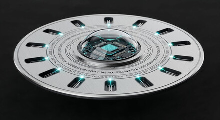 Futuristic device emitting light beams with central processing unit