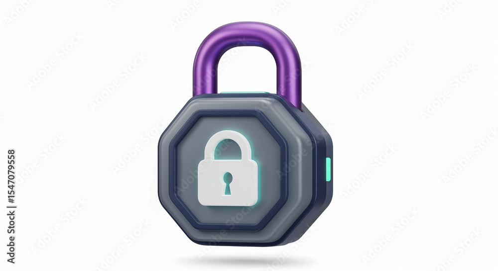 Poster closed padlock symbolizing security in digital world