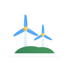 Wind turbine icon, colored flat vector. Modern and minimalist design.