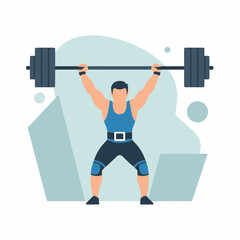 Obraz premium Strong Man Overhead Barbell Lift Power and Fitness Illustration