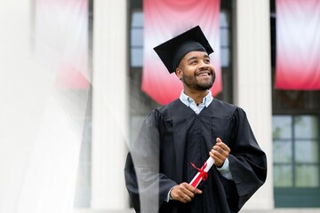 Student graduating university, academic achievement and excellence