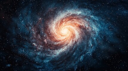 Fototapeta premium Stunning Cosmic Swirl of Interstellar Gas and Stars in a Vibrant Galaxy on a Black Background