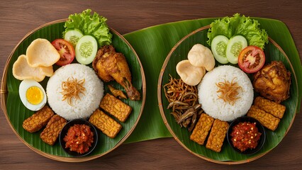 Traditional Indonesian Liwet Rice Served on Banana Leaves