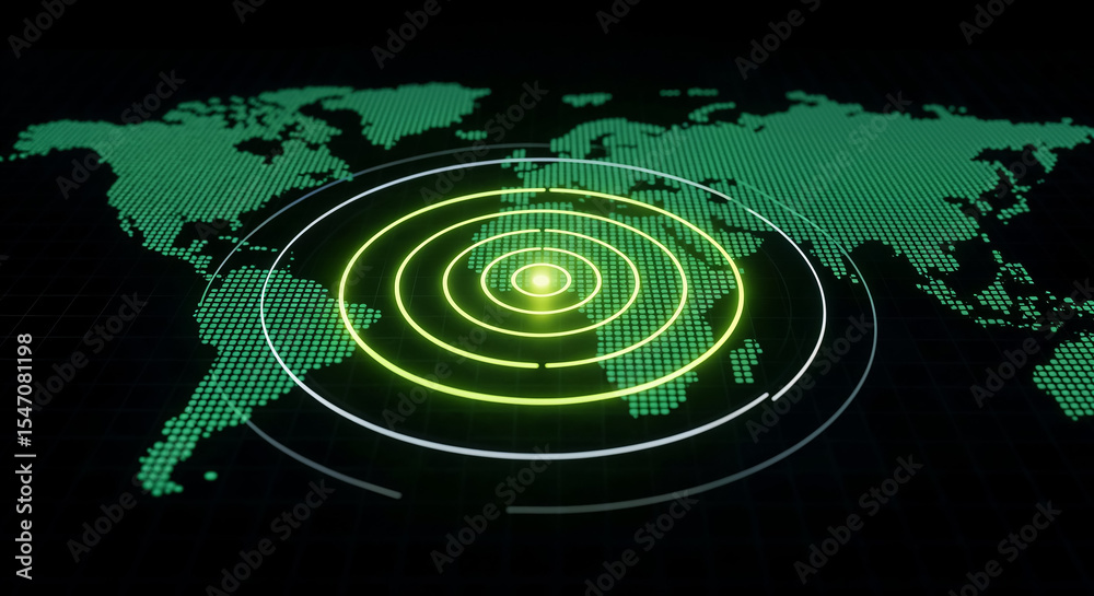Poster Global positioning system tracking target on digital world map
