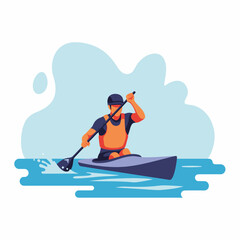 Man Kayaking on Blue Water An Active Sport Concept