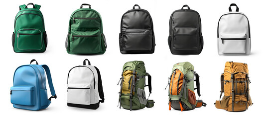 A collection of backpacks in various colors and styles.