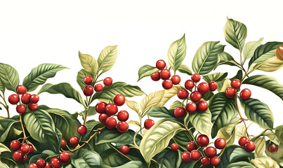 Obraz premium Realistic and artistic illustrations of coffee beans, brewing equipment, coffee cups, baristas, coffee farms, roasting processes, and café scenes